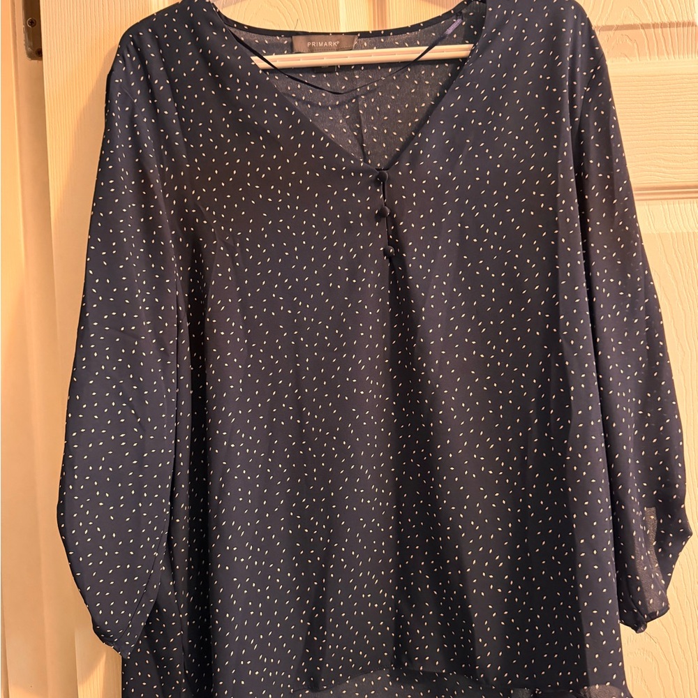 Primark Navy Blouse with White Dots
